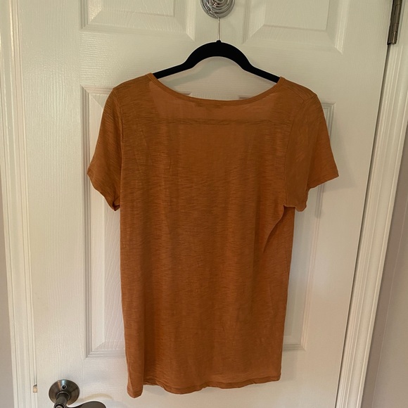 Express Orange Short Sleeve Button Top - Picture 4 of 4